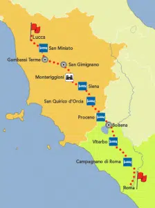mappa francigena lucca roma